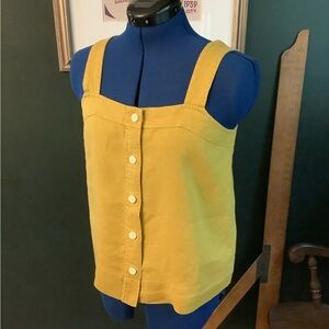 VGUC Everlane Button-Front Picnic Top in Mustard Linen